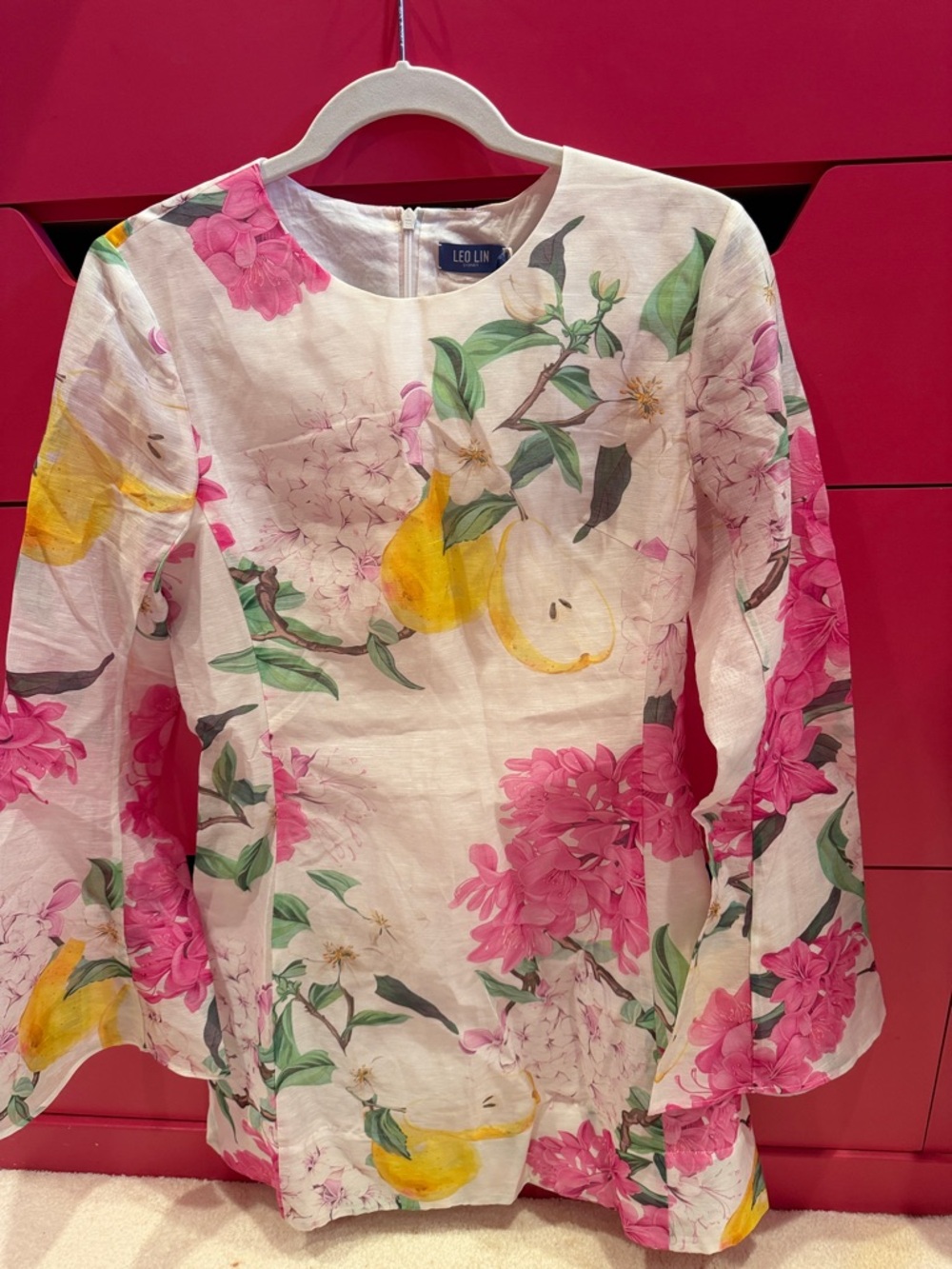 LEO LIN Pink Floral & Yellow Lemon Mini Dress